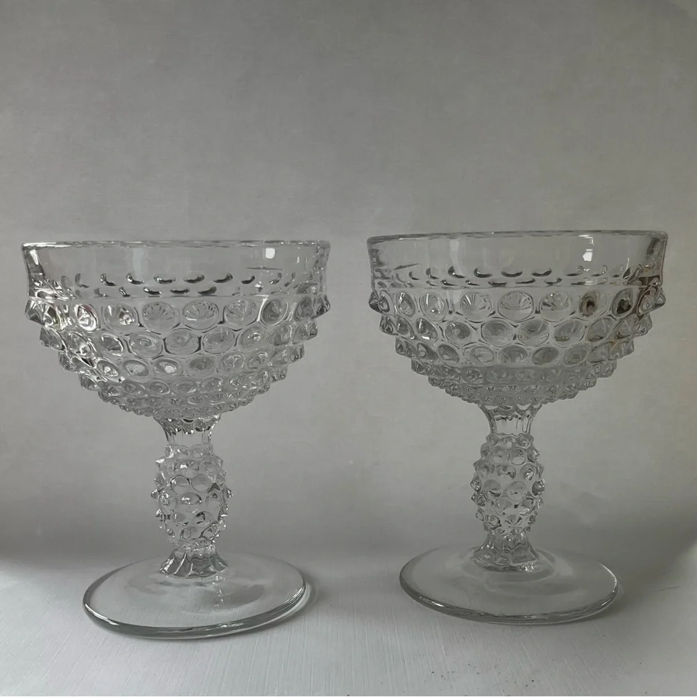 Hobnail Clear Pressed Glass Champagne/Tall Sherbet by Duncan & Miller (Set of 4)